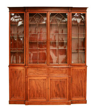 A major highlight of the E. J. Ainger two-day auction on March 26 and 27 is the pair of George IV flame mahogany breakfront bookcases (lot 518) that John Ainger last sold 25 years ago.