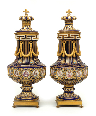 The sale results were boosted an exhibition quality pair of 19th century Sevres style ormolu mounted vases, estimated at $18,000-25,000, but sold for $34,000 (hammer), the top price for the sale.