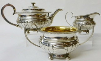 A 19th century three piece silver tea set by Australian silversmith Alexander Dick has sold for £42,000 hammer, £49,350 (IBP) ($76,897) by Tennants of Leyburn, North Yorkshire in their "Autumn Catalogue Sale".