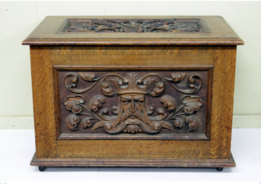 Young’s Auctions in Melbourne will auction the part contents of Glenormiston Homestead at Terang in the Corangamite Shire built in the 1850s, at their special sale on Friday August 7, including a carved box (above) and shelves by Prenzel and furniture by Rojo and Buckley and Nunn.
