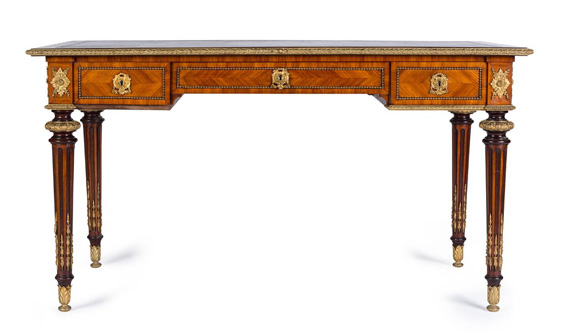 Included in Mossgreen’s three-day international decorative arts sale from Sunday November 6 to Tuesday November 8 in Melbourne is a late 19th century Louis XVI style ormolu mounted kingwood bureau plat (above) by the famous London cabinetmaker Edwards & Roberts. The firm was founded in 1845 and by 1892 occupied more than a dozen buildings in Wardour Street, where they continued to operate until the end of the 19th century. 
