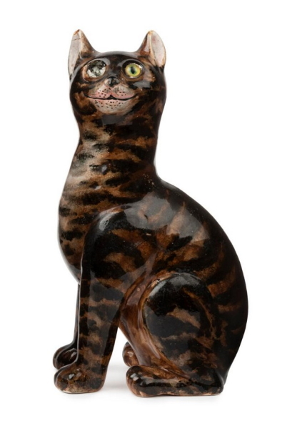 Gibson’s Auctions Spring Auction Series on Sunday November 29 includes 13 examples of Scottish Wemyss (pronounced Weems) porcelain including a tabby cat (lot 105) with a $5000-$8000 estimate. Wemyss ware was first produced in 1882 when Scotland’s Fife Pottery owner Robert Heron brought a group of Bohemian craftsmen to the factory. The name Wemyss was given to the new pottery style in honour of the family of the same name who occupied Wemyss castle and were enthusiastic patrons of the ware. 