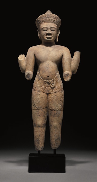 The Chinese and Asian art includes a 97cm Khmer sandstone figure of a deity, 11th century, estimated at $200,000 to $300,000