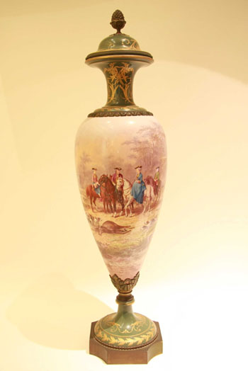 Sevres Exhibition Vase, circa 1870, marked with blue interlaced L's marks, signed H. Deschamps to be offered on February 27, 2011.