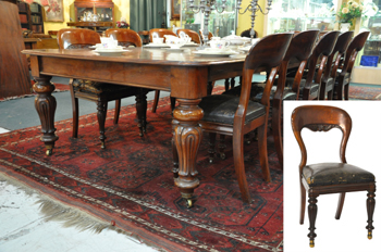 This dining suite in Cuban mahogany, comprising a table and 12 chairs, brought to South Australia in 1870 by pastoralist Mr John Murray, was sold for $38,250 on Feb. 27.
