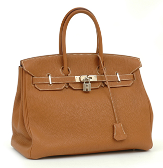 Birkin bags by Hermes, have been made fashionable by celebrities such as Victoria Beckham. The Birkin bag in the sale sold for $10,000 (estimate $5,000 - $7,000) 