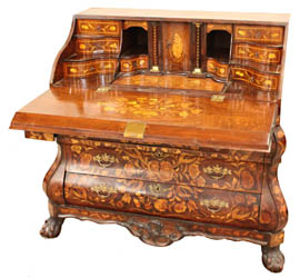 Ainger’s first special sale for 2012 will include this Dutch marquetry bureau, originally from the prestigious Burlington Place London residence of King Edward VII’s physician Dr Percy Longhurst