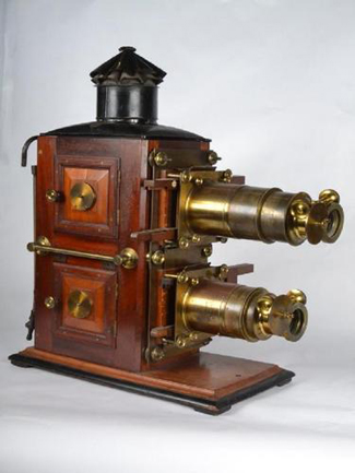 A lifetime collection of over 1800 lots of medical instruments and apparatus, magic lanterns and slides, microscopes, cameras and photography accessories will be sold on September 13, 14 and 15 by Scammel Auctions of Adelaide. The totally unreserved sale includes this rare vertical mahogany cased Biunial Magic Lantern, by British camera maker, W. Butcher & Sons Ltd.