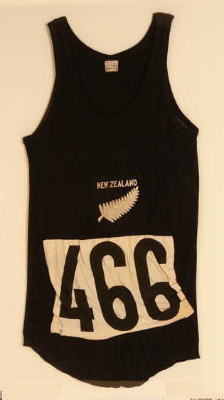 A rather crumpled and limp old black cotton ''singlet'' (lot 194) that once belonged to New Zealand's greatest sporting hero of the 20th century Sir Peter Snell K.N.Z.M. O.B.E.sold very well in Auckland at Cordy's June Antique and Art Sale.