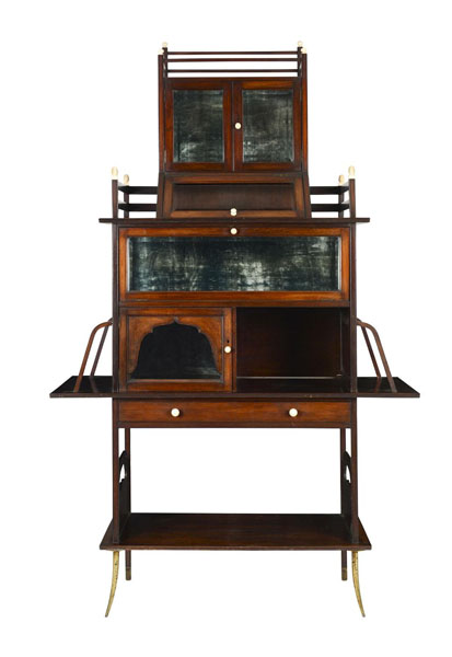An 1880s Edward William Godwin (1833-1886) English Aesthetic Movement art cabinet (lot 198) is the major highlight of Leski Auctions forthcoming Decorative Arts, Watches & Collectables sale on Sunday October 28 in their Armadale rooms. 