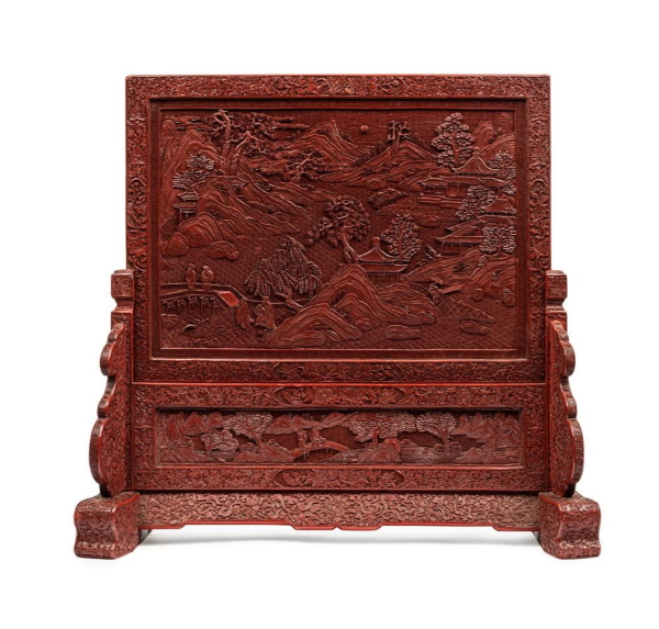 Chinese antiquities such as a rare 19th century late Qing dynasty cinnabar lacquer table screen (above) are among the higher value items at Melbourne-based Gibson’s Auctions forthcoming Autumn Auction Series sale on Sunday May 16 at their Armadale rooms. 
