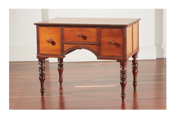 An early 19th century colonial Tasmanian cedar and blackwood sideboard (above) belonging to Trevor Kennedy, former journalist and right hand man to Australian media tycoon the late Kerry Packer, sold for a solid within catalogue estimate range $24,400 (including buyer’s premium) at Melbourne-based Gibson’s Auctions on Sunday June 20 and Monday June 21.