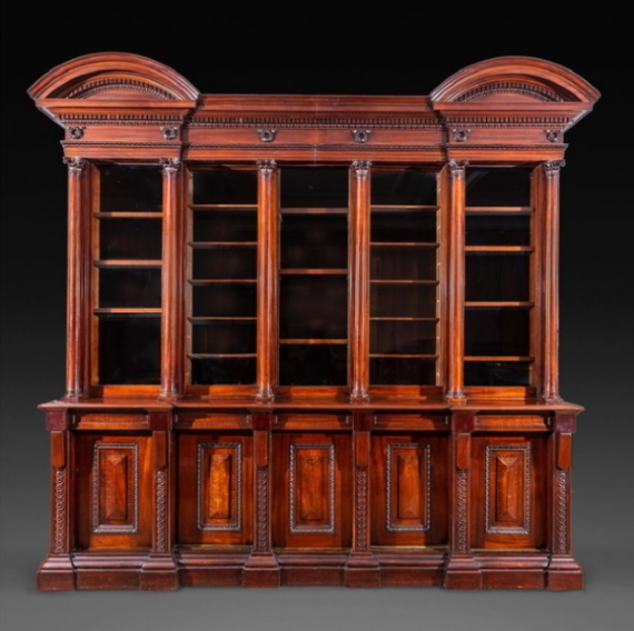 Pride of place in the collection is the massive library bookcase known as “The Monster” (above) which had been built to grace the offices of Lancashire Insurance Company, established in 1862 in Melbourne’s Collins Street. The bookcase was acquired in 1983 from third generation antique dealers, G. D. McPhee Antiques in Prahran.